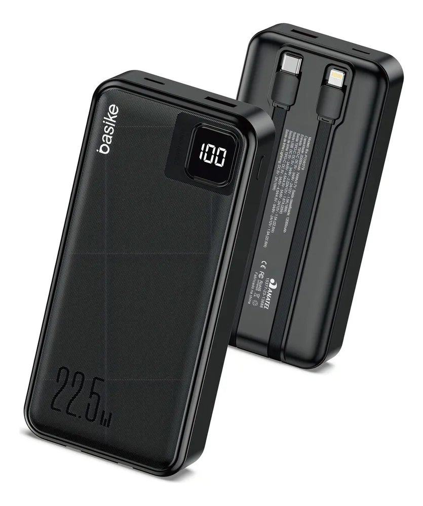 Power Bank Basike 30.000mAh com Cabos Integrados