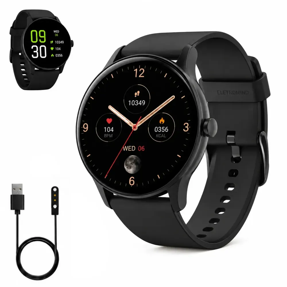 Smartwatch Eletromind Redondo IP68 à Prova D'água
