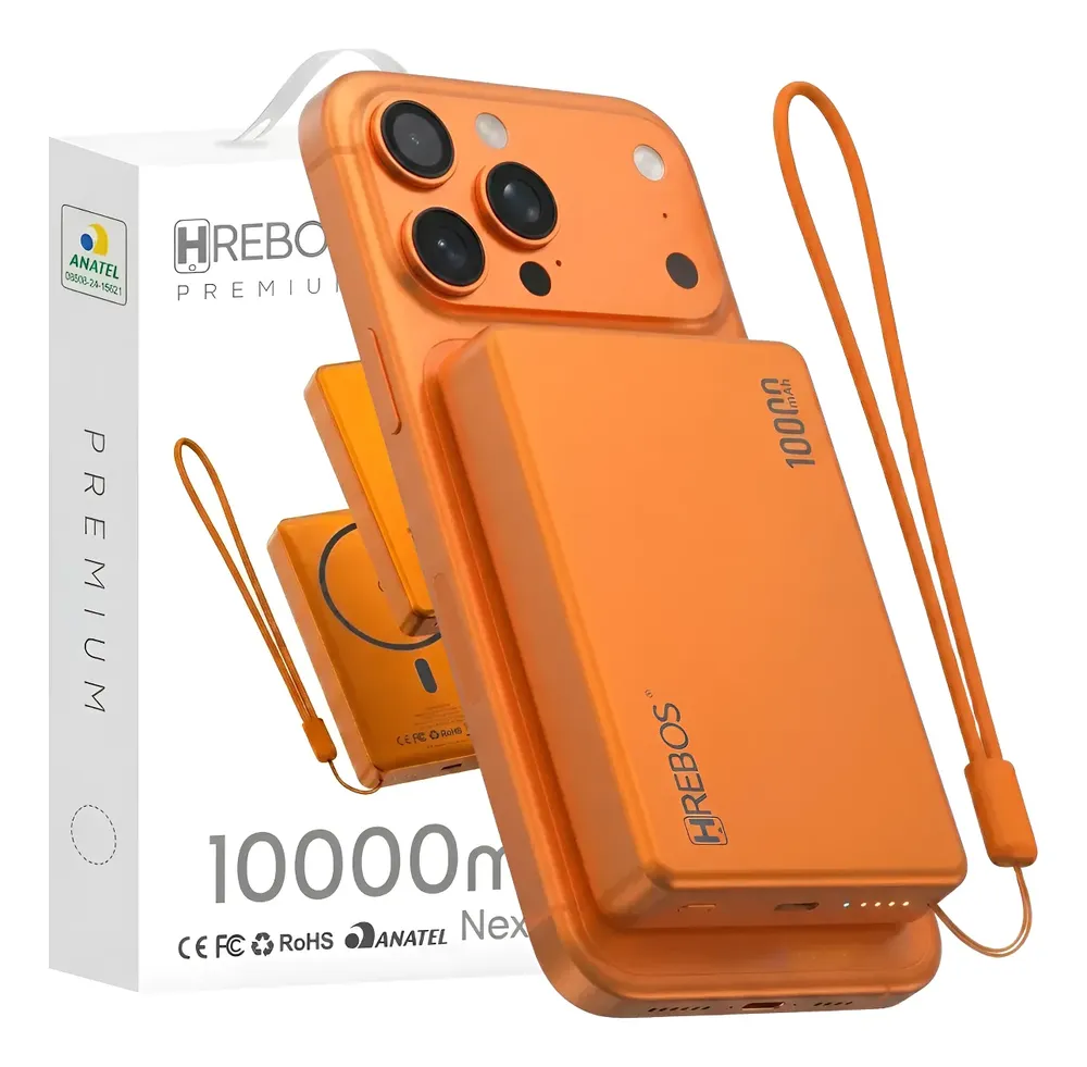 Power Bank Magnético MagSafe 10.000mAh Laranja